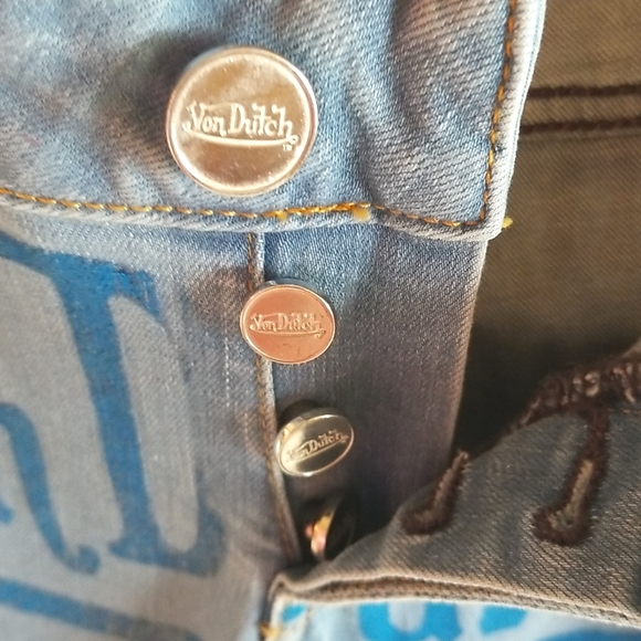 VON DUTCH Rare Ltd Ed 224/300 MOTO Collect Button Low Rise Luxury FLARE Jeans 28 - Picture 6 of 16